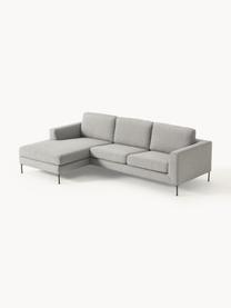 Ecksofa Cucita (3-Sitzer), Bezug: Webstoff (100% Polyester), Gestell: Massives Kiefernholz, Füße: Metall, lackiert Dieses P, Webstoff Grau, B 262 x T 163 cm, Eckteil links