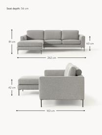 Ecksofa Cucita (3-Sitzer), Bezug: Webstoff (100% Polyester), Gestell: Massives Kiefernholz, Webstoff Grau, B 262 x T 163 cm, Eckteil links