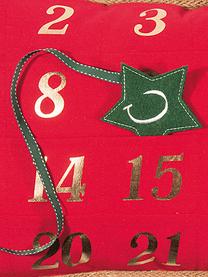 Kussenhoes Advent, 95% polyester, 5% linnen, Rood, groen, 35 x 60 cm