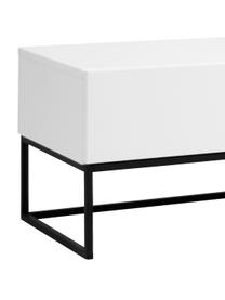 Weißes TV-Lowboard Kobe mi Schublade, Korpus: Weiß, matt Gestell und Griffe: Schwarz, matt, 200 x 40 cm