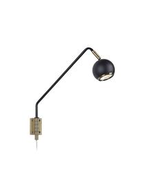 Nastaviteľná nástenná lampa Coco, Čierna, odtiene zlatej, H 33 x V 33 cm