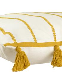 Federa arredo con nappe Blanket, 100% cotone, Giallo, bianco, Larg. 50 x Lung. 50 cm