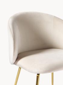 Fluwelen stoelen Luisa, 2 stuks, Bekleding: fluweel (100% polyester) , Poten: gepoedercoat metaal, Fluweel crèmewit, goudkleurig, B 59 x D 59 cm