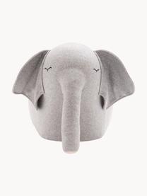 Elefante a rotelle fatto a mano Bou, Rivestimento: misto lana, Grigio chiaro, Larg. 70 x Alt. 40 cm