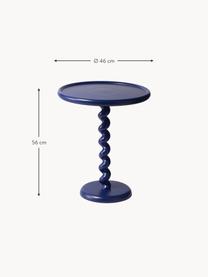 Tavolino rotondo Twister, Alluminio laccato a polvere, Blu scuro, Ø 46 x Alt. 56 cm