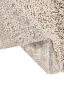 Tappeto in lana lavabile con motivo geometrico Woolable Sunray, Retro: cotone riciclato Nel caso, Beige, color sabbia, marrone, blu scuro, Larg. 170 x Lung. 240 cm (taglia M)
