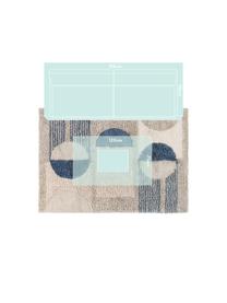 Tapis en laine lavable Woolable Sunray, Beige, couleur sable, brun, bleu foncé