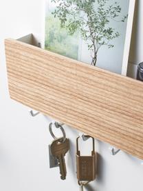 Porte-manteau mural avec dos magnétique Rin, Blanc, bois, larg. 18 x prof. 10 cm