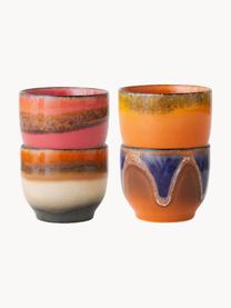Ručne vyrobené keramické hrnčeky na kávu 70's, 4 ks, Keramika, Viac farieb, Ø 8 x V 7 cm, 230 ml