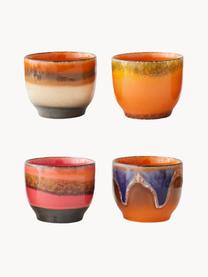 Set di 4 tazze senza manico in ceramica fatte a mano 70's, Ceramica, Multicolore, Ø 8 x Alt. 7 cm, 230 ml
