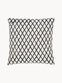 Housse de coussin 45x45 noir et blanc Delilah, 100 % coton, Blanc, noir, larg. 45 x long. 45 cm