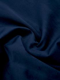 Funda de cojín de mezcla de terciopelo y lino a rayas Maui, Parte delantera: 100% lino, Azul oscuro, blanco, An 30 x L 50 cm