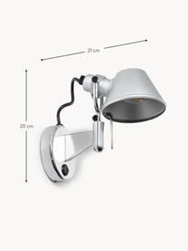 Wandstrahler Tolomeo Micro Faretto, verstellbar, Aluminium, beschichtet, Silberfarben, B 21 x H 20 cm