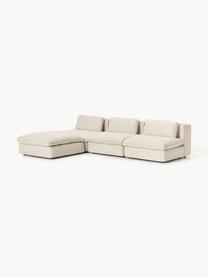 Canapé d'angle modulable avec pouf Felix, Tissu beige clair, larg. 300 x prof. 210 cm