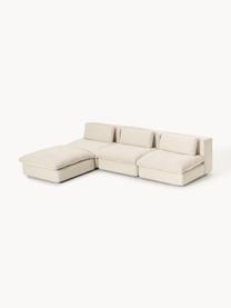 Narożna sofa modułowa z pufem Felix, Tapicerka: 100% poliester Dzięki tka, Nogi: tworzywo sztuczne Ten pro, Jasnobeżowa tkanina, B 300 x T 210 cm