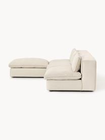 Modulares Ecksofa Felix mit Hocker, Bezug: 100 % Polyester Der strap, Gestell: Massives Kiefern- und Fic, Füße: Kunststoff Dieses Produkt, Webstoff Hellbeige, B 300 x T 210 cm