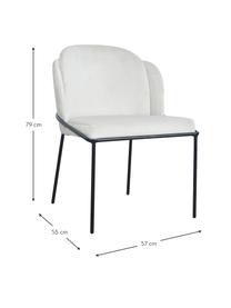 Sedia imbottita in velluto Polly, Rivestimento: velluto (100% poliestere), Gambe: metallo, Velluto bianco crema, nero, Larg. 57 x Prof. 55 cm