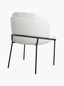 Sedia imbottita in velluto Polly, Rivestimento: velluto (100% poliestere), Gambe: metallo, Velluto bianco crema, nero, Larg. 57 x Prof. 55 cm