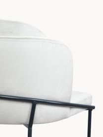 Sedia imbottita in velluto Polly, Rivestimento: velluto (100% poliestere), Gambe: metallo, Velluto bianco crema, nero, Larg. 57 x Prof. 55 cm