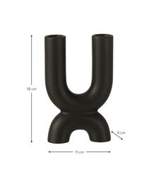 Candelabro in ceramica Double, Ceramica, Nero, Larg. 11 x Alt. 18 cm