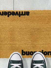 Fußmatte Arrivederci, Oberseite: Kokosfaser, Unterseite: PVC, Hellbraun, Schwarz, B 40 x L 60 cm