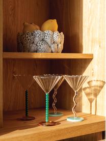 Copas martini Curve, 2 uds., Vidrio, Transparente, lila, verde claro, Ø 17 x Al 10 cm, 150 ml