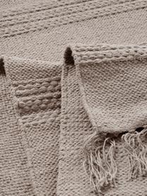 Alfombra de agodón texturizada con flecos Tanya, 100% algodón, Gris pardo, An 160 x L 230 cm (Tamaño M)