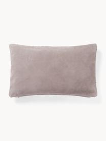 Housse de coussin 50x50 en cuir avec franges Amaia, 100 % cuir, Taupe, larg. 30 x long. 50 cm