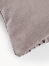 Leren kussenhoes Amaia met franjes, 100% leer, Taupe, B 30 x H 50 cm