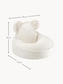 Pouf per bambini in teddy Bear, Teddy bianco latte, Larg. 60 x Prof. 70 cm