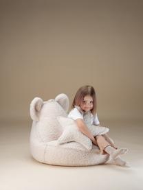 Pouf per bambini in teddy Bear, Teddy bianco latte, Larg. 60 x Prof. 70 cm