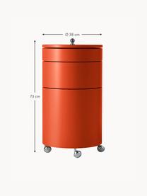 Runder Rollcontainer Barboy, Korpus: Holz, lackiert, Griff: Metall, verchromt, Rollen: Kunststoff, Rot, Ø 38 x H 73 cm