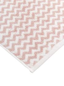 Serviette de toilette coton pur à imprimé zigzag Liv, 100 % coton, grammage intermédiaire 550 g/m², Rose, blanc crème, Serviettes invité, larg. 30 x long. 50 cm, 2 pièces