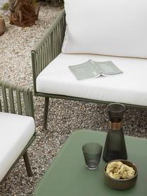 Garten-Lounge-Set Malo, 4-tlg., Bezug: 100 % Polyester Der hochw, Gestell: Aluminium, pulverbeschich, Tischplatte: Glas, Off White, Olivgrün, Set mit verschiedenen Grössen