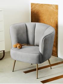 Fauteuil cocktail en velours gris clair Louise, Velours gris, larg. 76 x prof. 75 cm