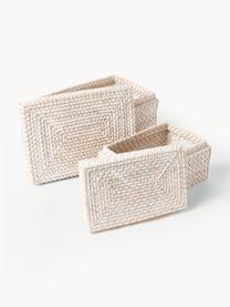 Set di 2 cesti con coperchio Lurdes, Rattan, Beige chiaro, Set in varie misure