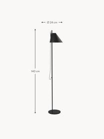 Lámpara de mesa grande LED regulable con temporizador Yuh, Estructura: latón pintado, Cable: plástico, Negro, Al 140 cm