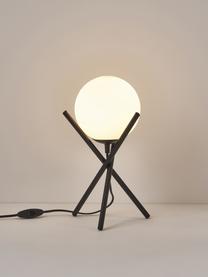 Lampada da tavolo piccola con paralume in vetro Erik, Paralume: vetro, Bianco, nero, Ø 15 x Alt. 33 cm