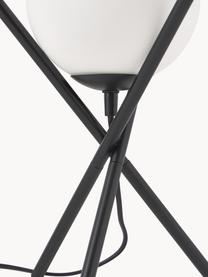 Kleine tripod tafellamp Erik met glazen lampenkap, Lampenkap: glas, Lampvoet: gepoedercoat metaal, Wit, zwart, Ø 15 x H 33 cm
