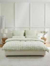 Biancheria da letto di design di Candice Gray in cotone percalle Milène, Tonalità verde menta, a quadri, 255 x 200 cm + 2 federe 50 x 80 cm