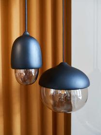 Lámpara de techo de vidrio soplado artesanalmente Terho, Cable: cubierto en tela, Negro, greige, Ø 31 x Al 30 cm