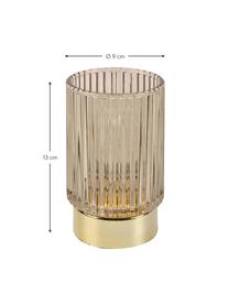 Candelabro de vidrio con vela LED Ribbed, Vidrio, Beige, Ø 9 x Al 13 cm