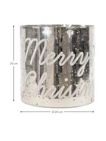 Windlicht Merry Christmas , Glas, Silberfarben, Ø 20 x H 20 cm