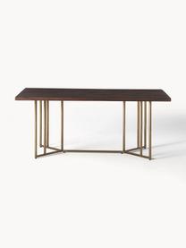 Mesa de comedor de madera de mango diseño espiga Luca, tamaños diferentes, Tablero: madera de mango maciza pi, Estructura: metal recubierto, Madera de mango, dorado, An 160 x F 90 cm