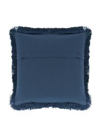 Funda de cojín de algodón con flecos Akira, 100% algodón, Azul, An 40 x L 40 cm