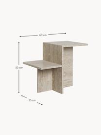 Travertin-Beistelltisch Distinct mit zwei Tischplatten, Travertin, Travertin Beige, B 60 x H 50 cm