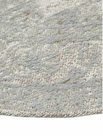 Tapis rond vintage chenille, tissé main Magalie, 95 % coton-chenille, 5 % polyester, Beige, gris, imprimé, Ø 150 cm (taille M)