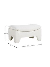 Reposapiés taburete en tejido bouclé Karl, Estructura: madera, Blanco crema, An 82 x Al 45 cm