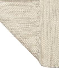 Handgeweven wollen loper Asko, gevlekt, Bovenzijde: 90% wol, 10% katoen, Onderzijde: katoen Bij wollen vloerkl, Beige, B 70 x L 140 cm (maat XS)