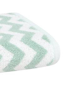 Lot de serviettes de bain imprimé zigzag Liv, 3 élém., 100 % coton
Grammage intermédiaire 550 g/m², Vert menthe, blanc crème, Lot de différentes tailles